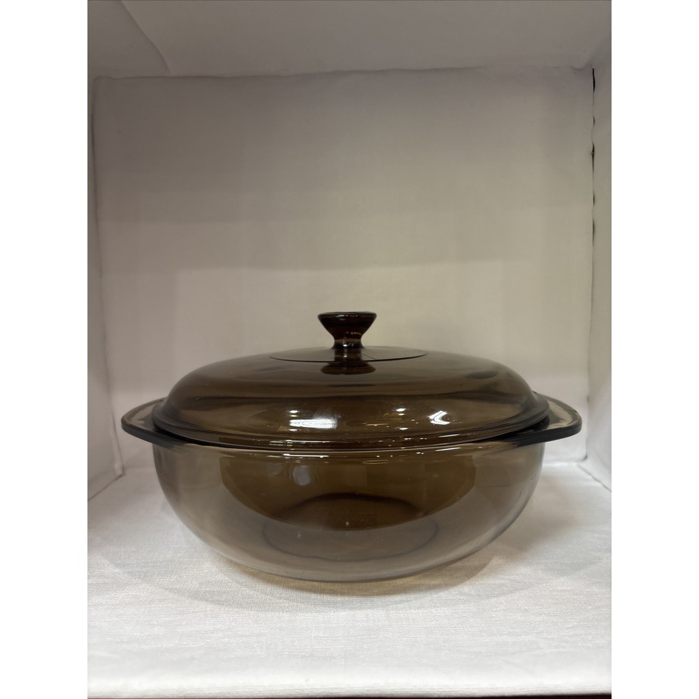 1990s Vintage Pyrex 024 Fireside Brown Glass 2qt Casserole Dish with Lid USA